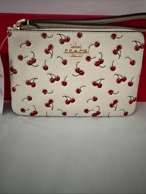 Coach Cherry Print Zip Wristlet